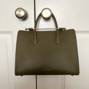 Brand New STRATHBERRY Midi Tote Khaki Green Crossbody Strap Handbag! Retail $845